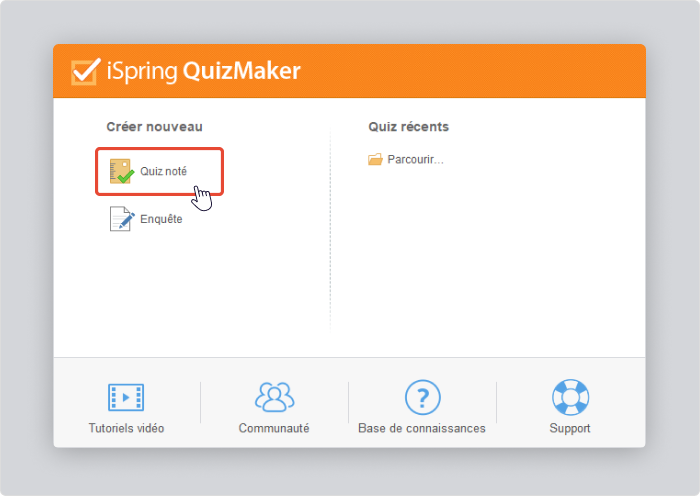 QCM en ligne : création d'un nouveau quiz noté dans iSpring QuizMaker