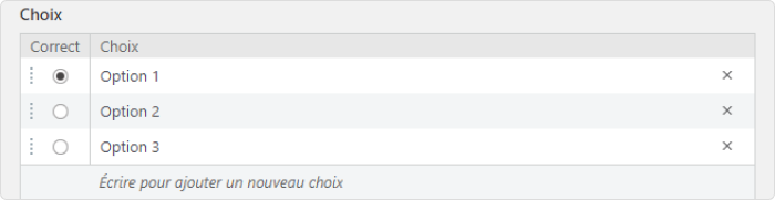 Ajouter des choix de réponse