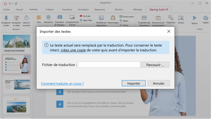 Comment importer des textes dans le cours