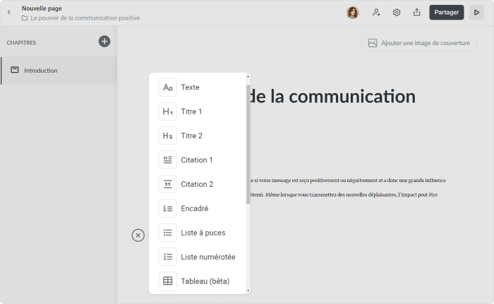 Différents blocs de contenu dans iSpring Cloud