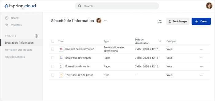 Stocker et partager le contenu dans iSpring Cloud