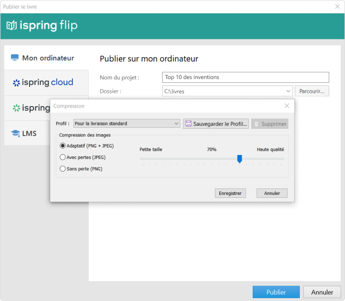 Options de qualité - iSpring Suite