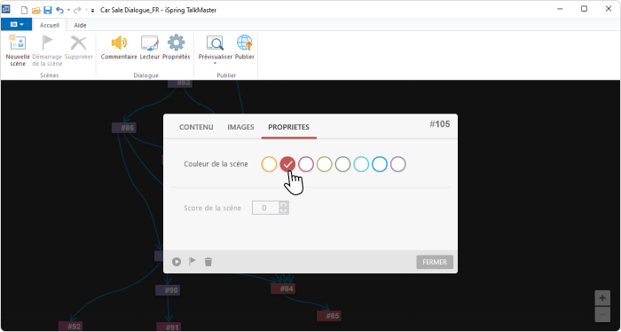 Changer la couleur de la scène lors d'une simulation de dialogue selon les situations