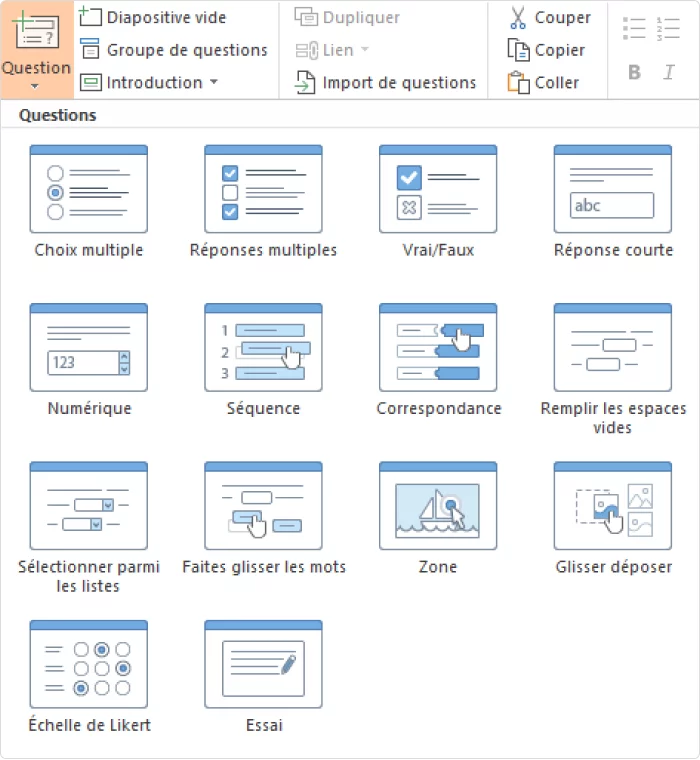 Créer un questionnaire en ligne en utilisant 14 types de questions