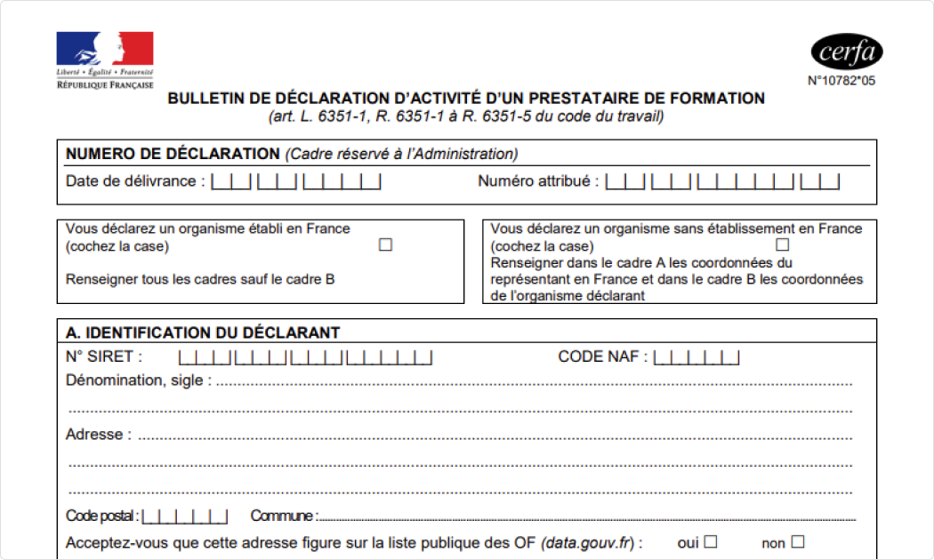 Devenir un organisme de formation, la déclaration d'activité