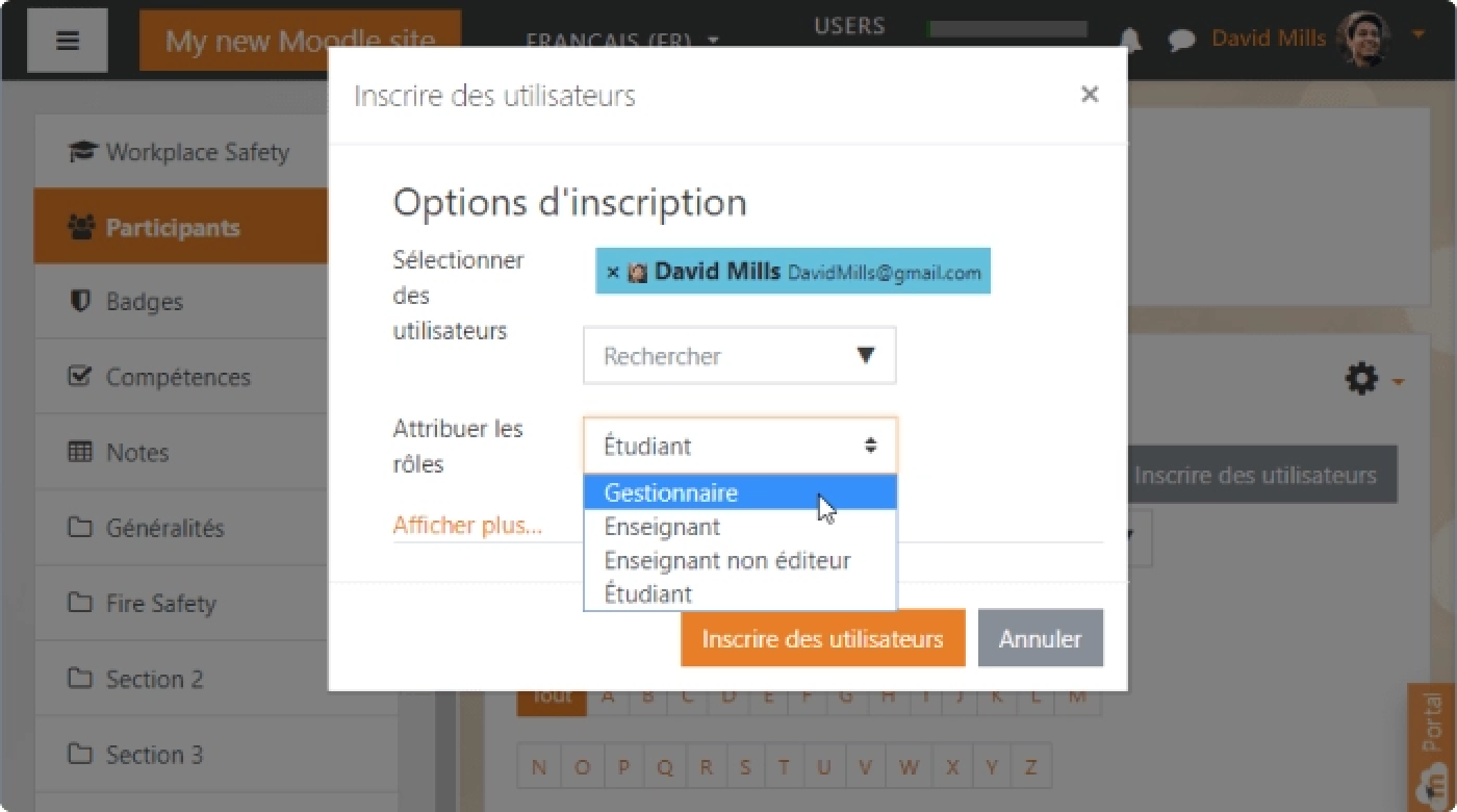 Сomment créer un cours sur Moodle™ : options d'inscription