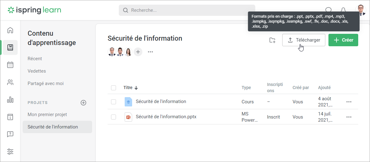 Contenu varié dans un logiciel pour des organismes de formation Qualiopi iSpring Learn