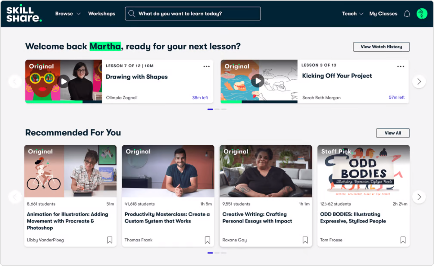 Skillshare Plateforme de formation en ligne Skillshare